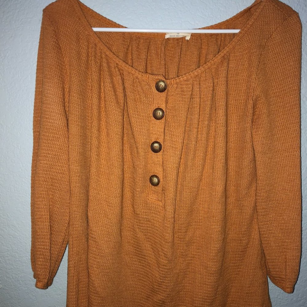 Mustard Colored Blouse with Buttons